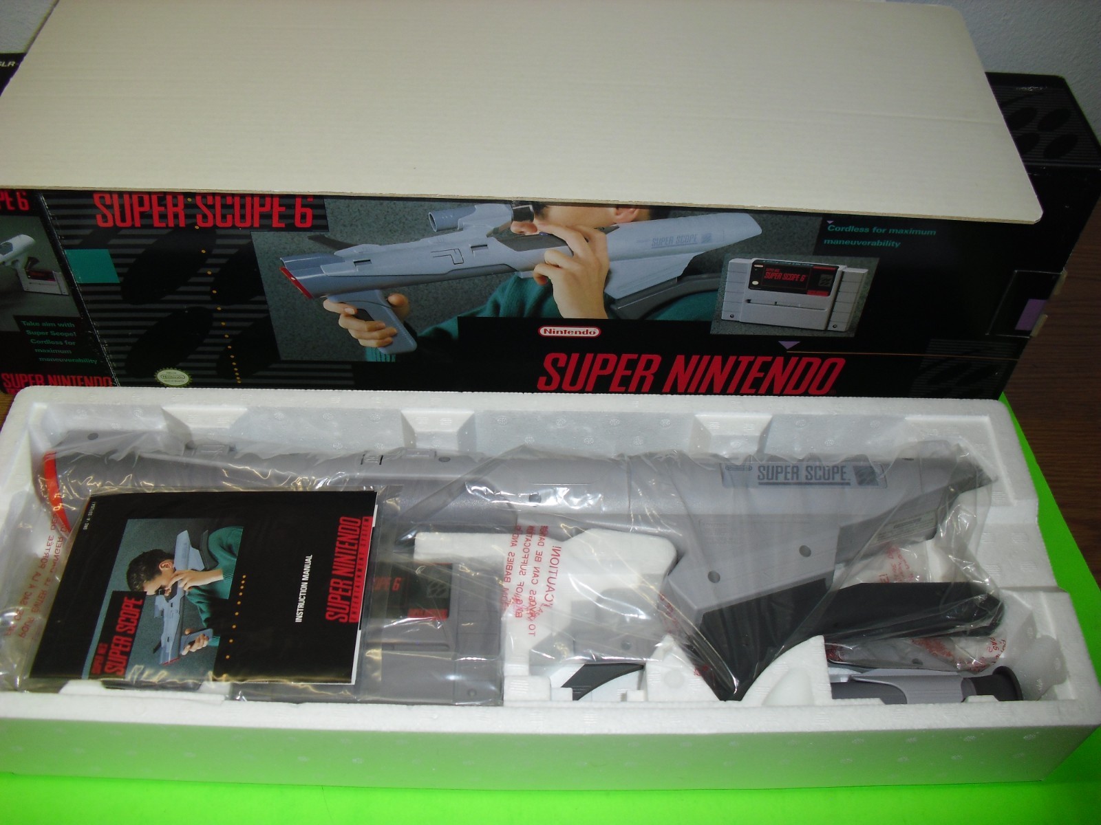 Super NES Super Scope 6 complete in box w/ NEW insides SEE PICS GREAT! SNES