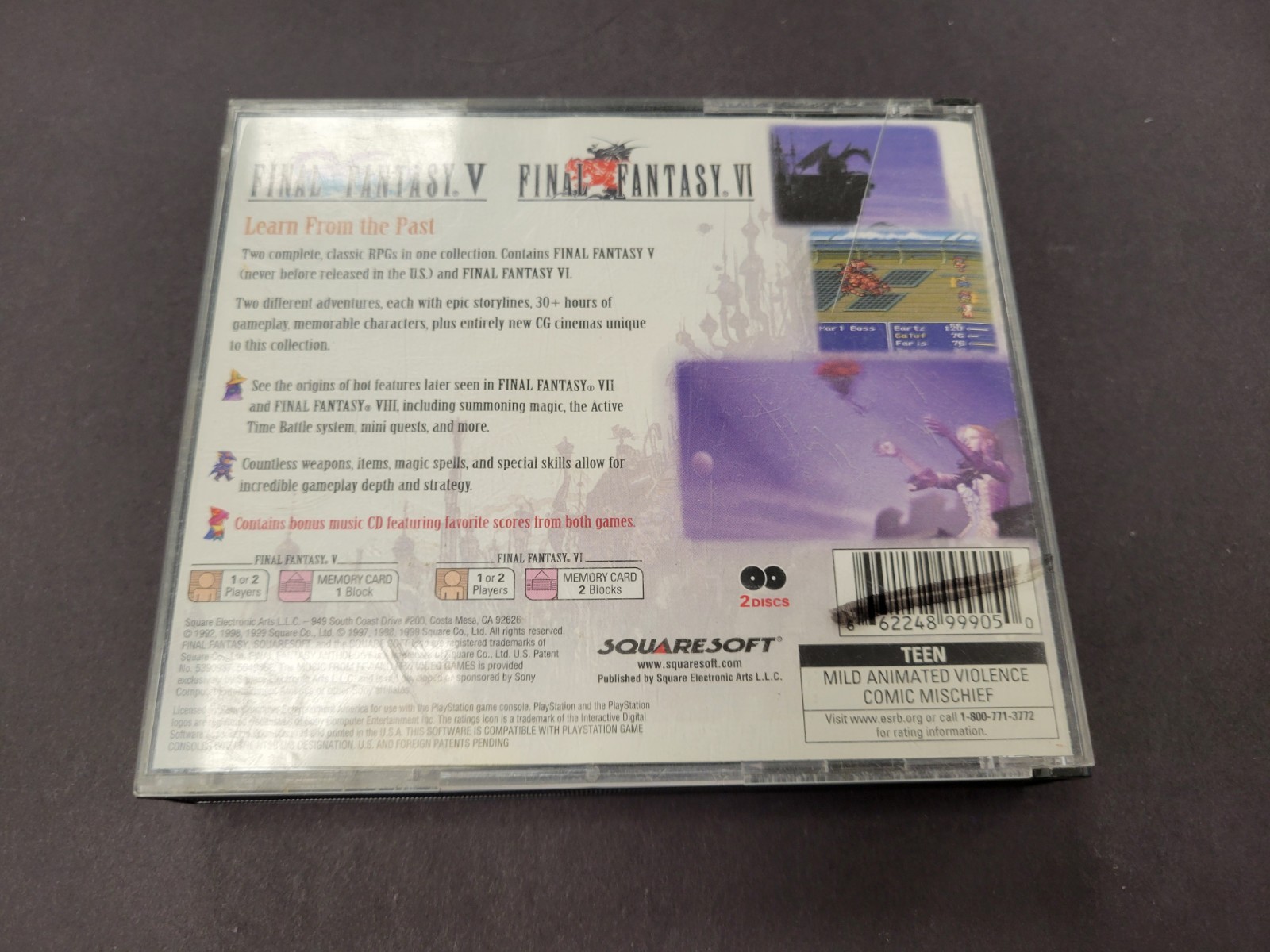 Final Fantasy Anthology Black Label (PS1, 1999) No Soundtrack Cd. Or Manual