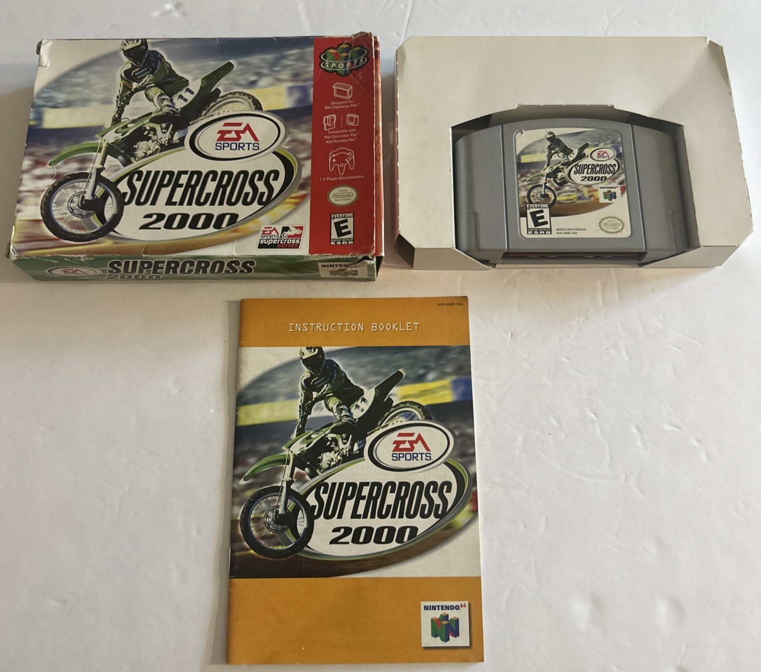 Supercross 2000 (Nintendo 64 N64) Box/ Manual/ Game! Tested- See Pics