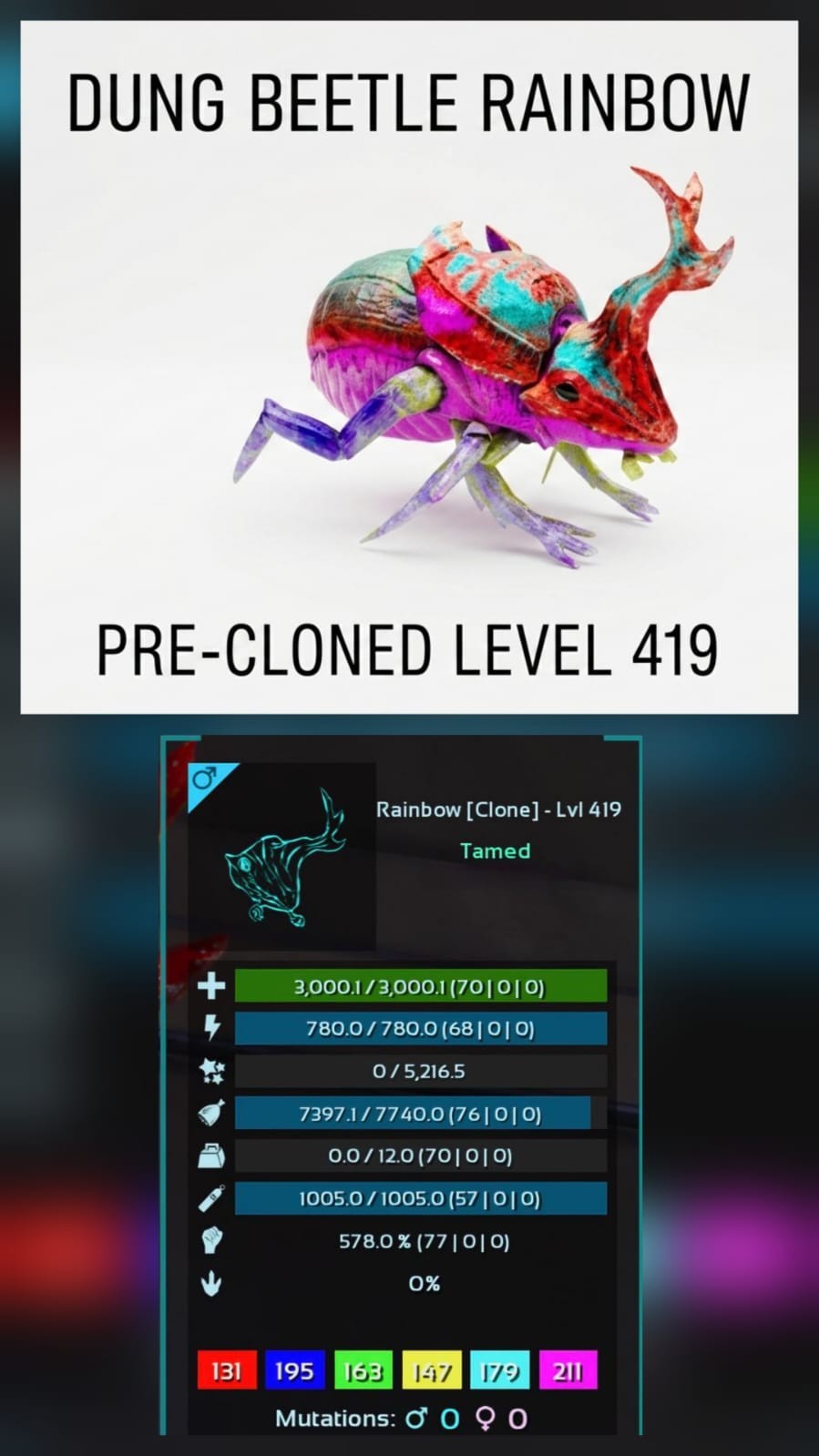 Dung Beetle – PRE-CLONED LVL 419 – Ark Survival Ascended Official PVE PC/XBX/PS5