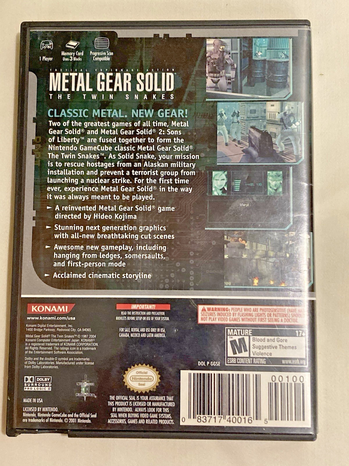 Metal Gear Solid: The Twin Snakes (GameCube) – Authentic 2-Disc Set & Case Art