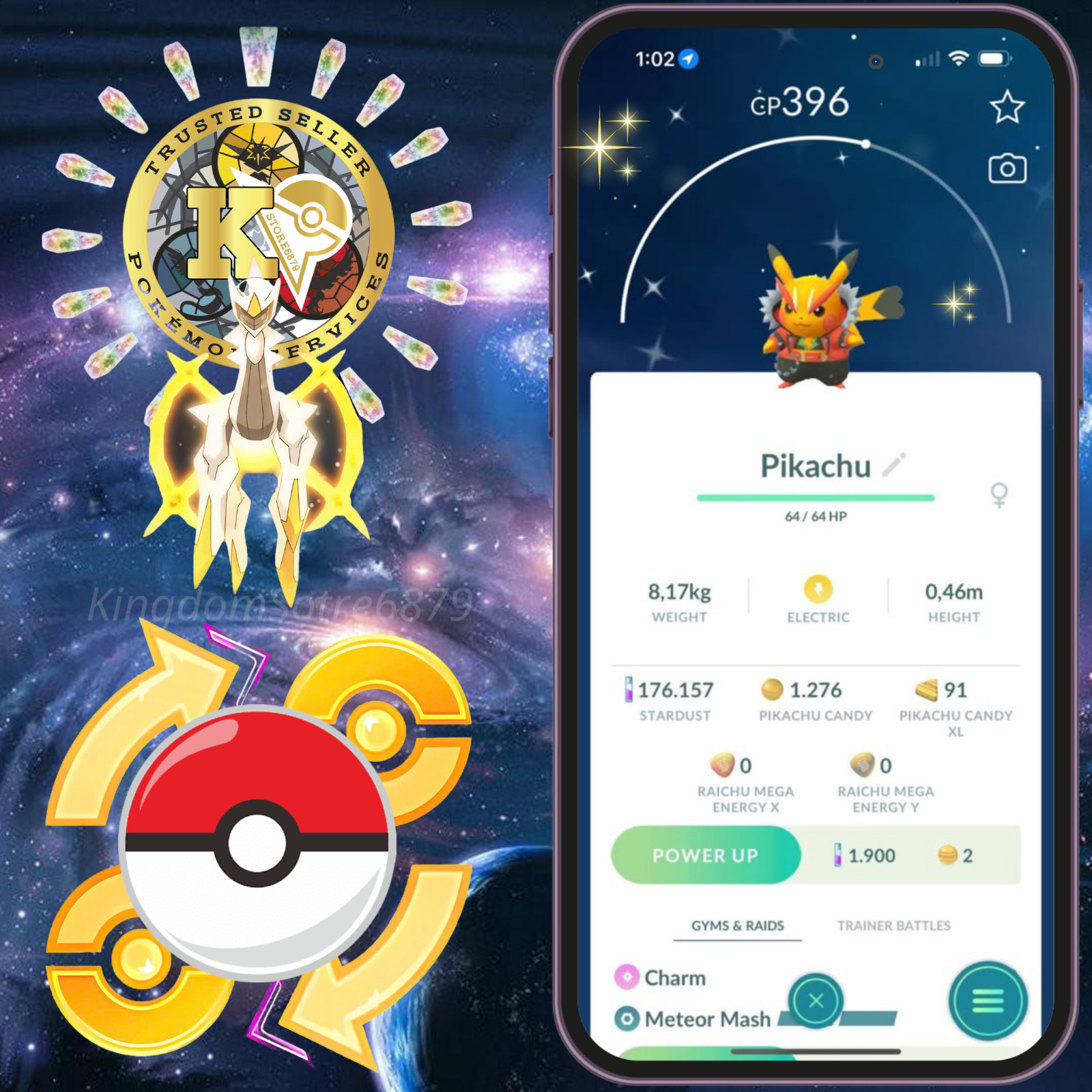 Pokémon —GO— P.T.C—TRADE— Shiny Pikachu Rock Star — Pikachu Pop Star —Digital??