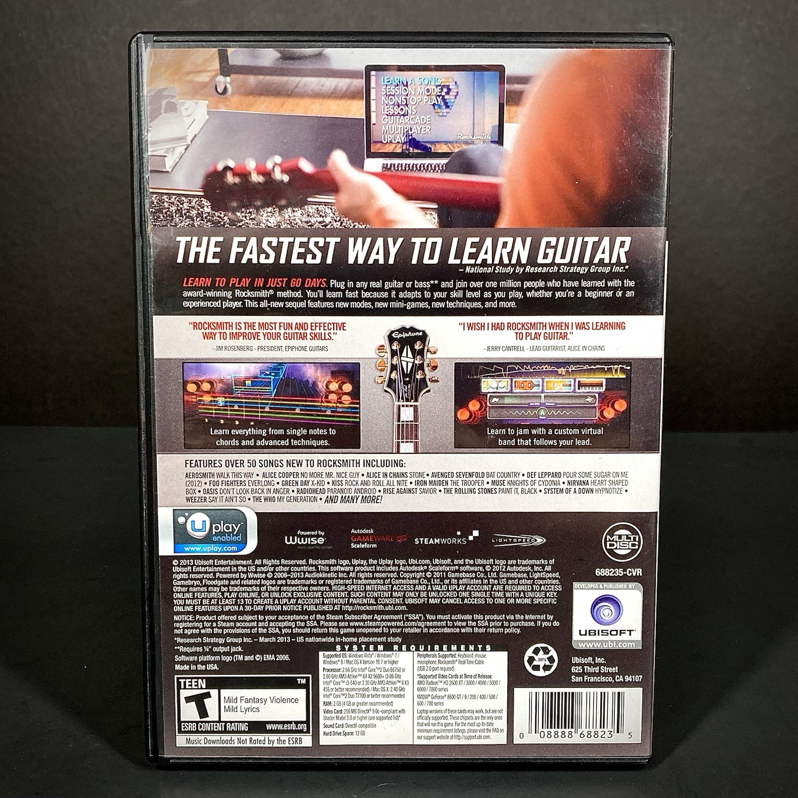 Rocksmith 2014 Edition PC DVD Windows Mac 2 Disc USA – No Cable Included