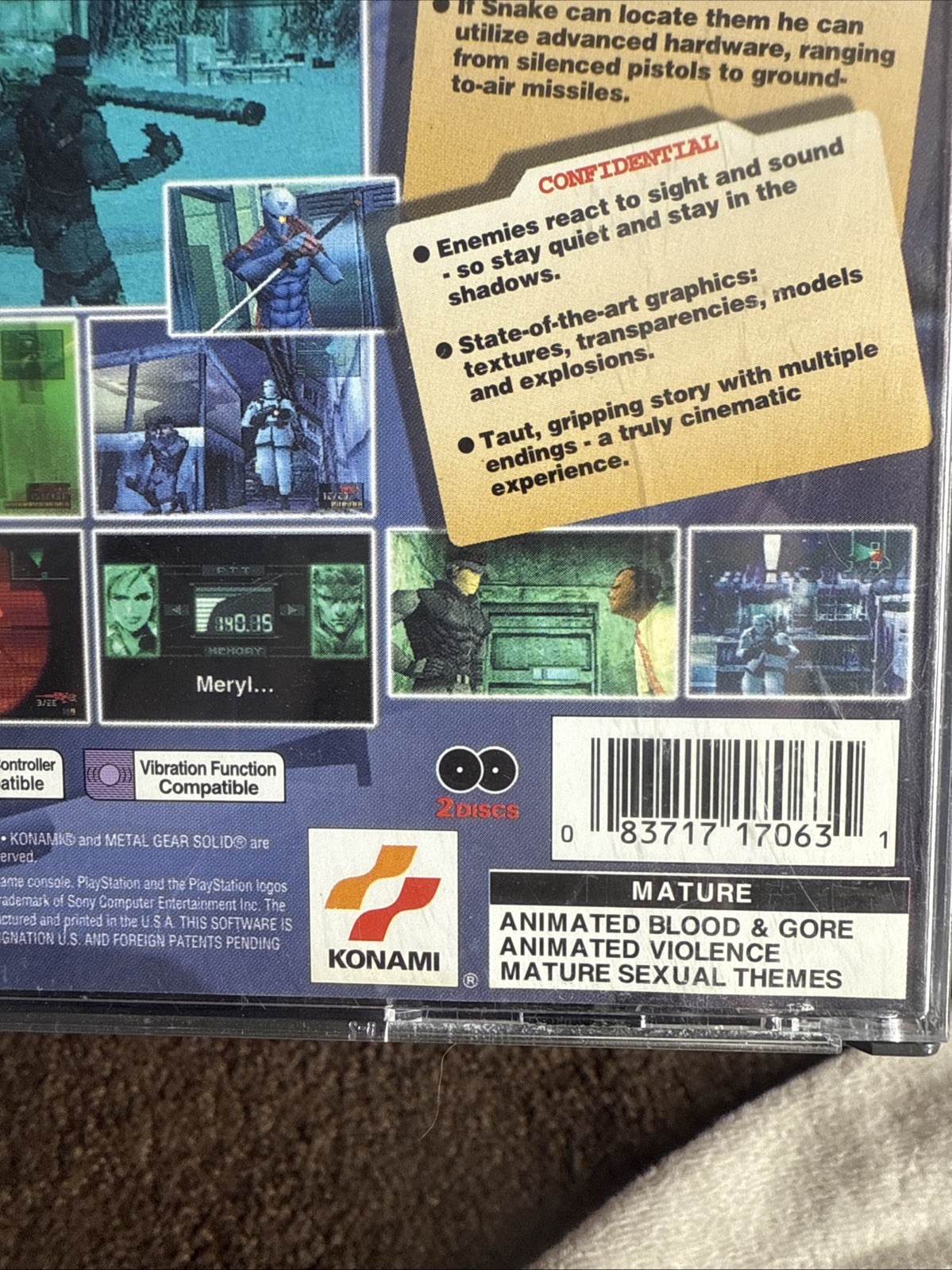 Metal Gear Solid PS1 PlayStation 1 Complete Greatest Hits Mint Condition Discs!