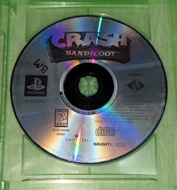 Crash Bandicoot (PlayStation 1, 1996) PS1, Disc and Back Art Only Tested