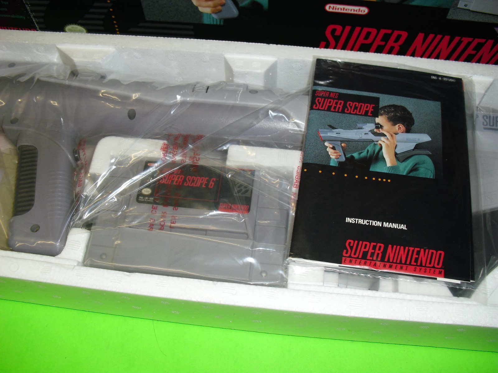 Super NES Super Scope 6 complete in box w/ NEW insides SEE PICS GREAT! SNES