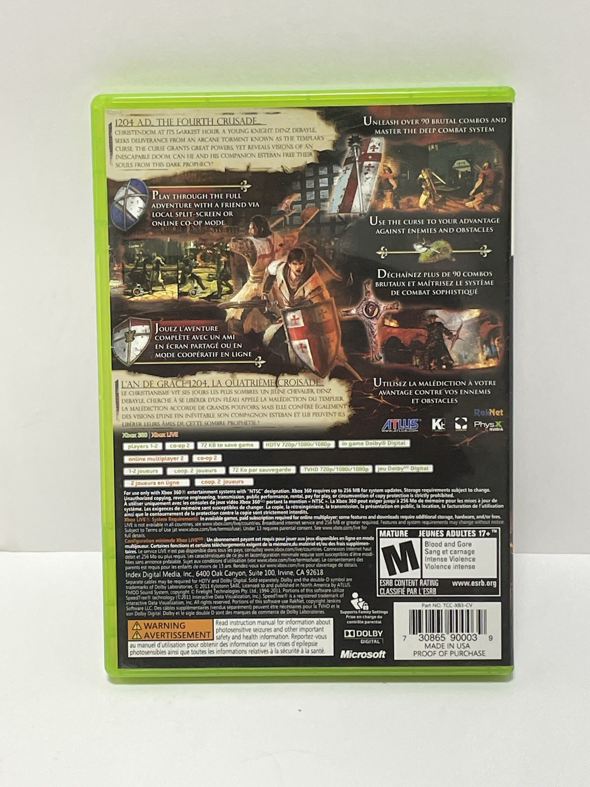 The Cursed Crusade Microsoft XBox 360 Atlus Tested & Works