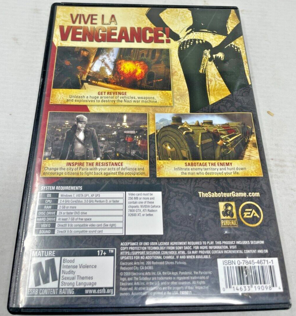 The Saboteur (PC, 2009) Computer Game