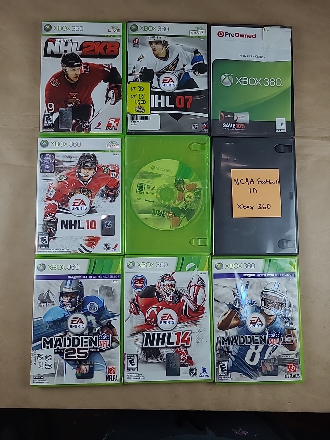 Lot 9 Xbox 360 Sports Games Madden 13 25 NCAA NHL 07 2k8 10 NBA 2K9 EA **AS IS**
