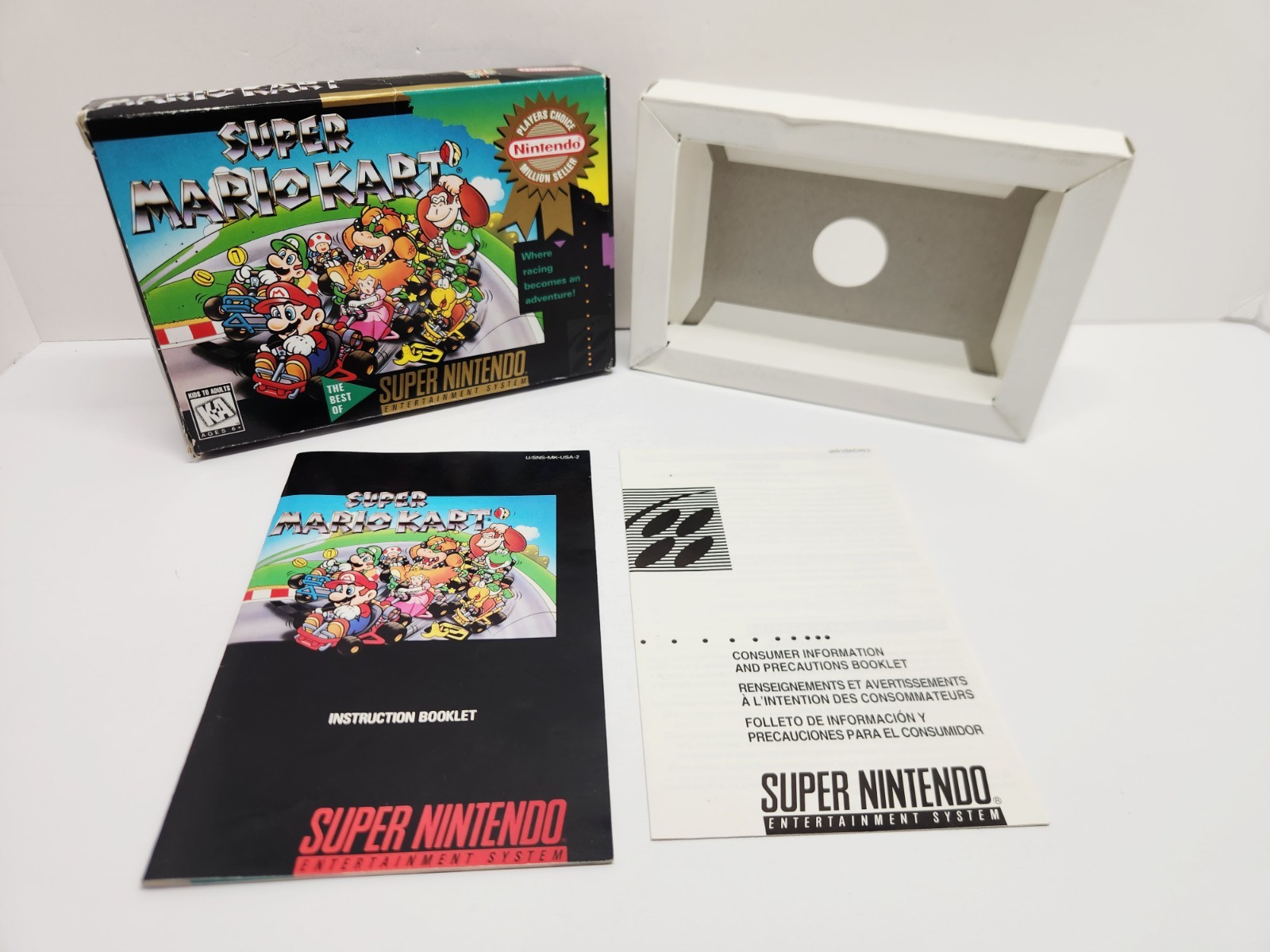 Super Mario Kart Super Nintendo SNES Box Manual Inserts Only No Game Authentic
