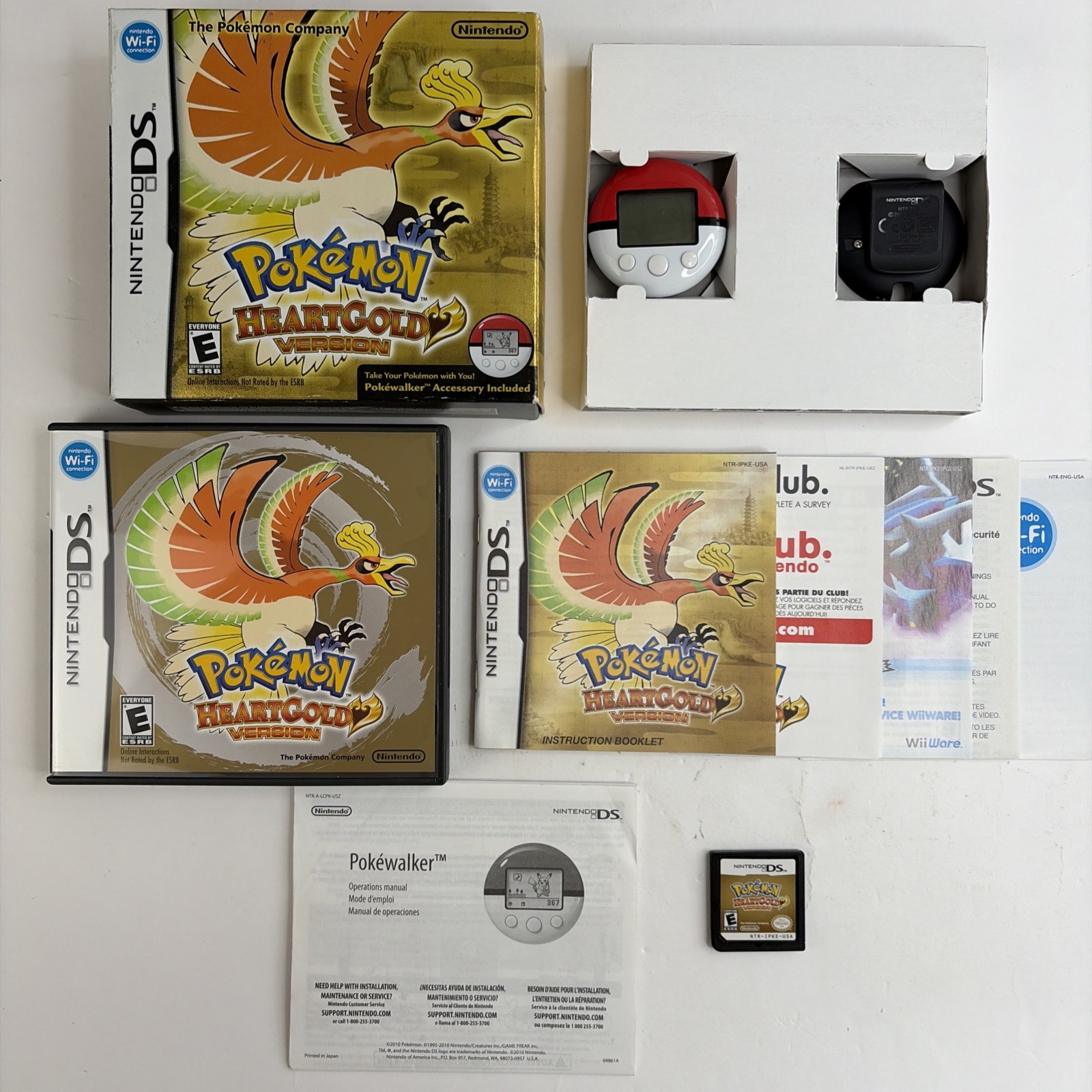NICE Pokemon Heartgold Version DS Complete Big Box Pokewalker Authentic Tested!