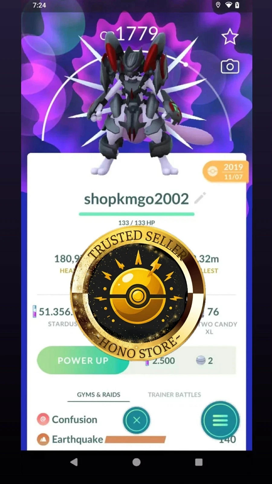 Pokémon G0 – Mewtwo Armored – Year 2019 –1mill Star.d –Guaranteed Lucky