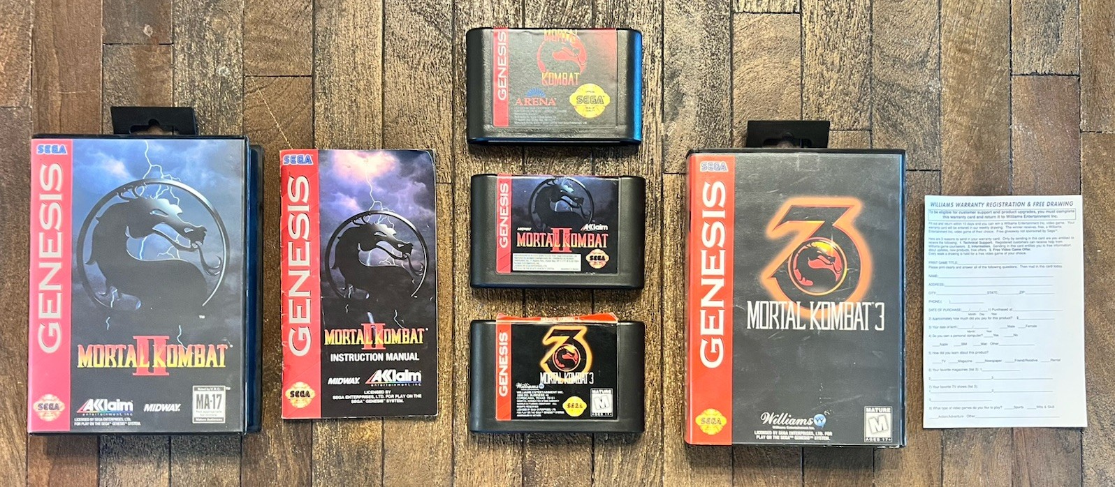 Mortal Kombat 1 2 3 Trilogy Lot Sega Genesis – MK(loose) MK2(CIB) MK3(game+case)