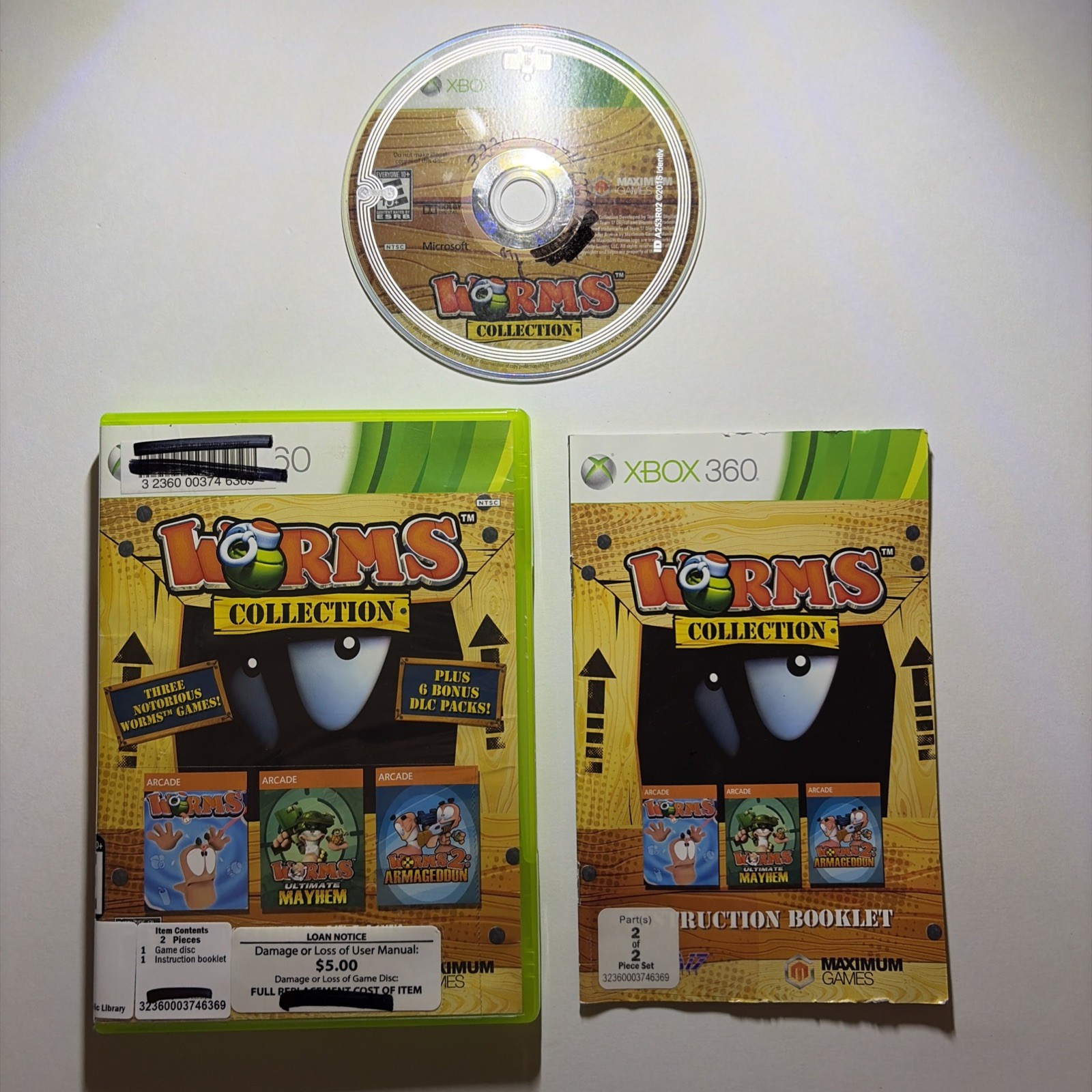 Worms Collection (Microsoft Xbox 360, 2013) W/ Manual