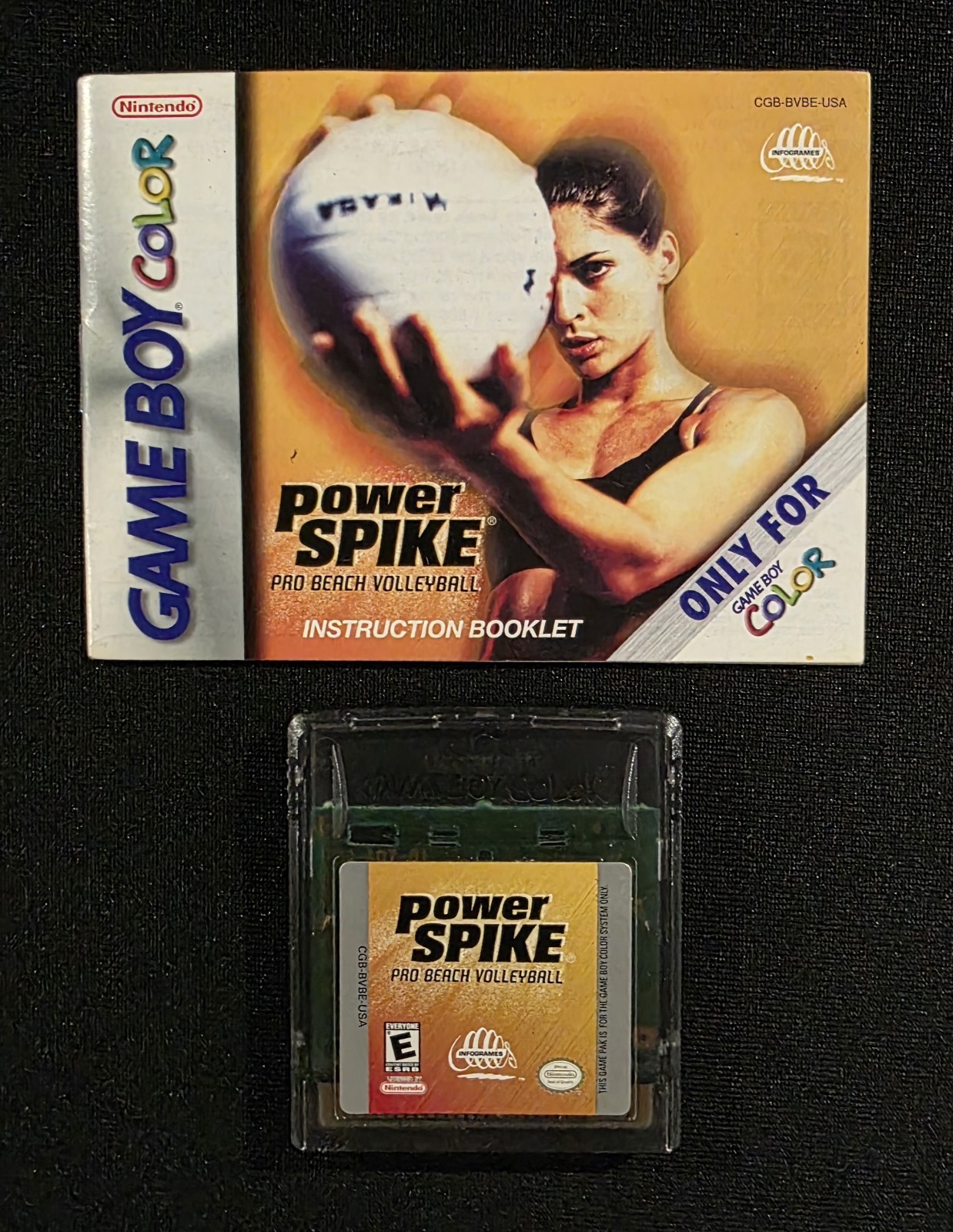 Power Spike Pro Beach Volleyball w/Manual (Nintendo Game Boy Color, GBC) Tested