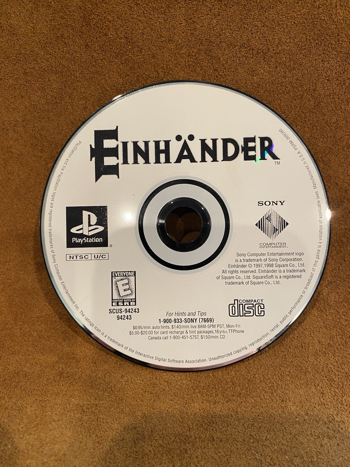 Einhander (PlayStation 1, PS1, 1998) Disc Only – TESTED WORKS – HEAVY SCRATCHES!