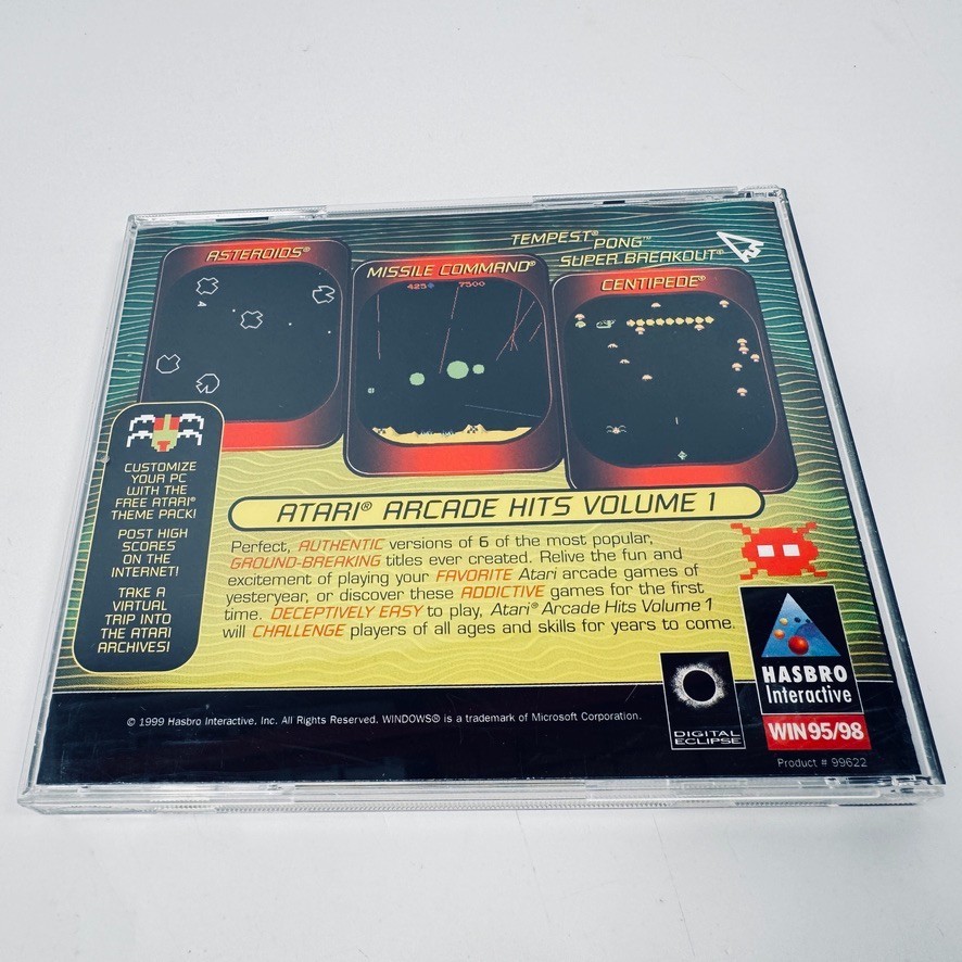 Atari Arcade Hits 1 PC CD ROM 1999 Hasbro – Asteroids Centipede Missile Comm.