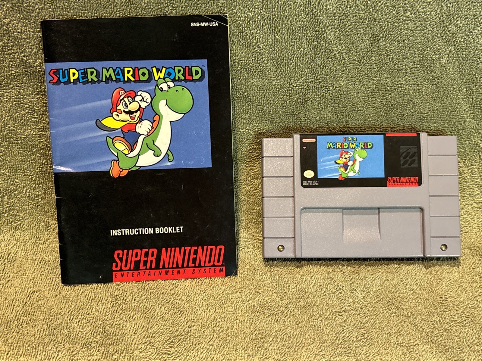 SNES Super Nintendo Super Mario World With Manual