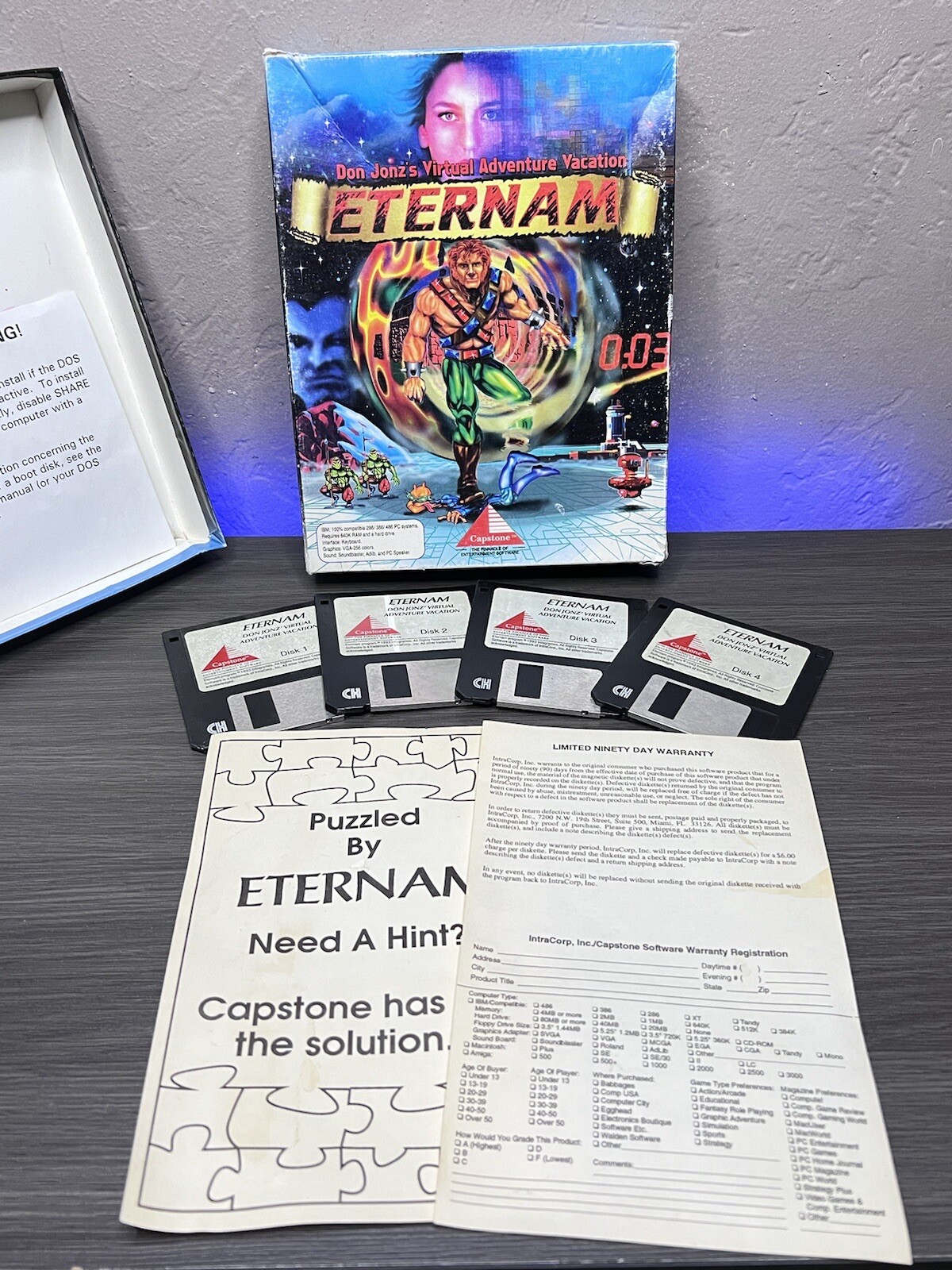 Eternam Capstone Don Jonz’s Virtual Adventure Vacation PC Big Box Game 1993 CIB