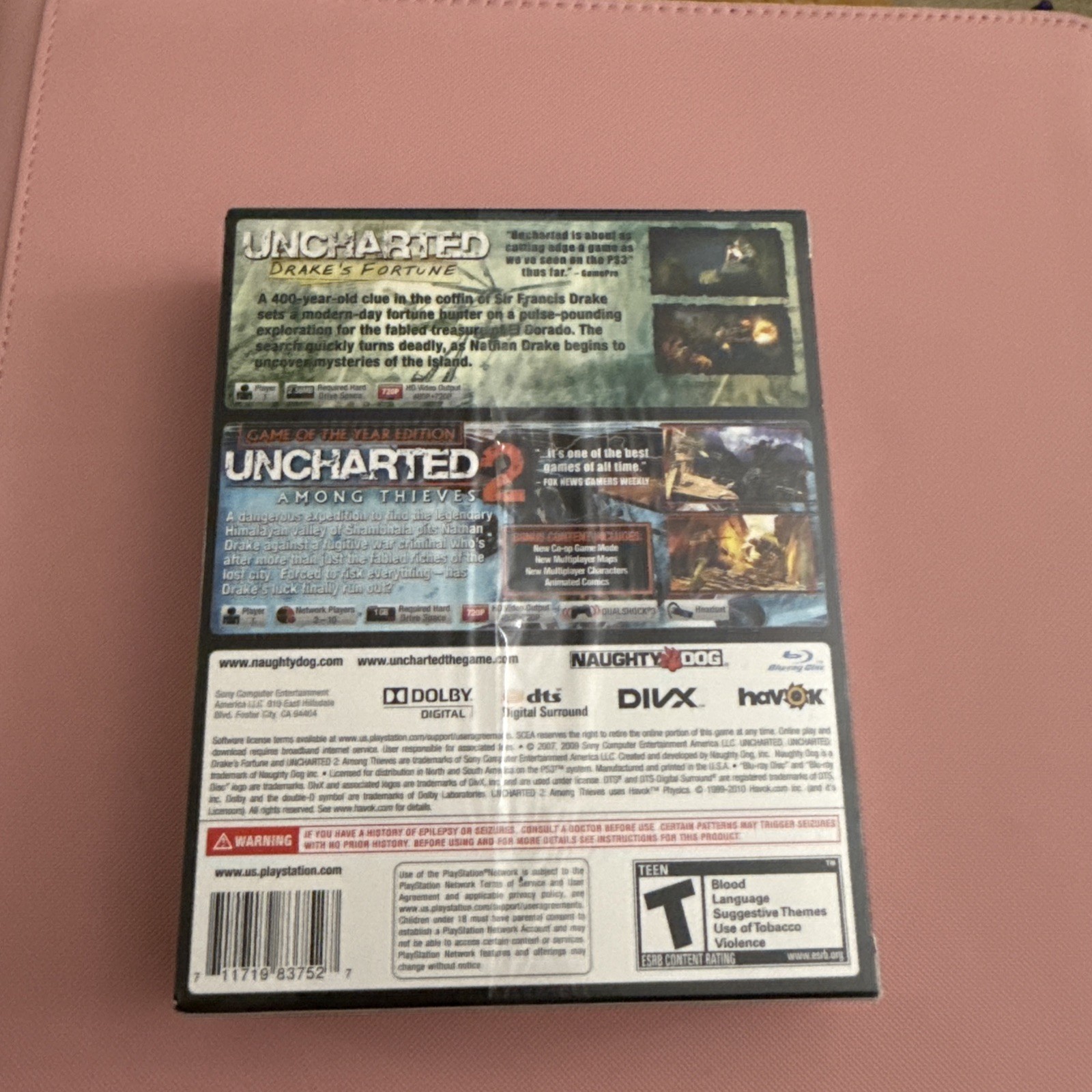 Uncharted 1 & 2 Dual Pack – PS3 PlayStation 3 – Complete CIB Mint Condition