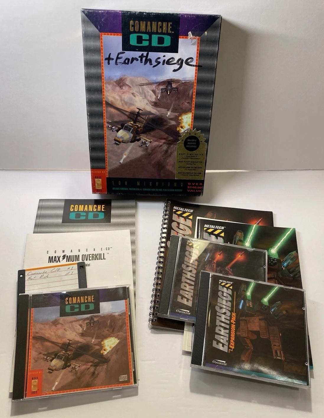 Classic PC Games Comanche Maximum Overkill & Earthsiege W/ Expansion C/W Manuals