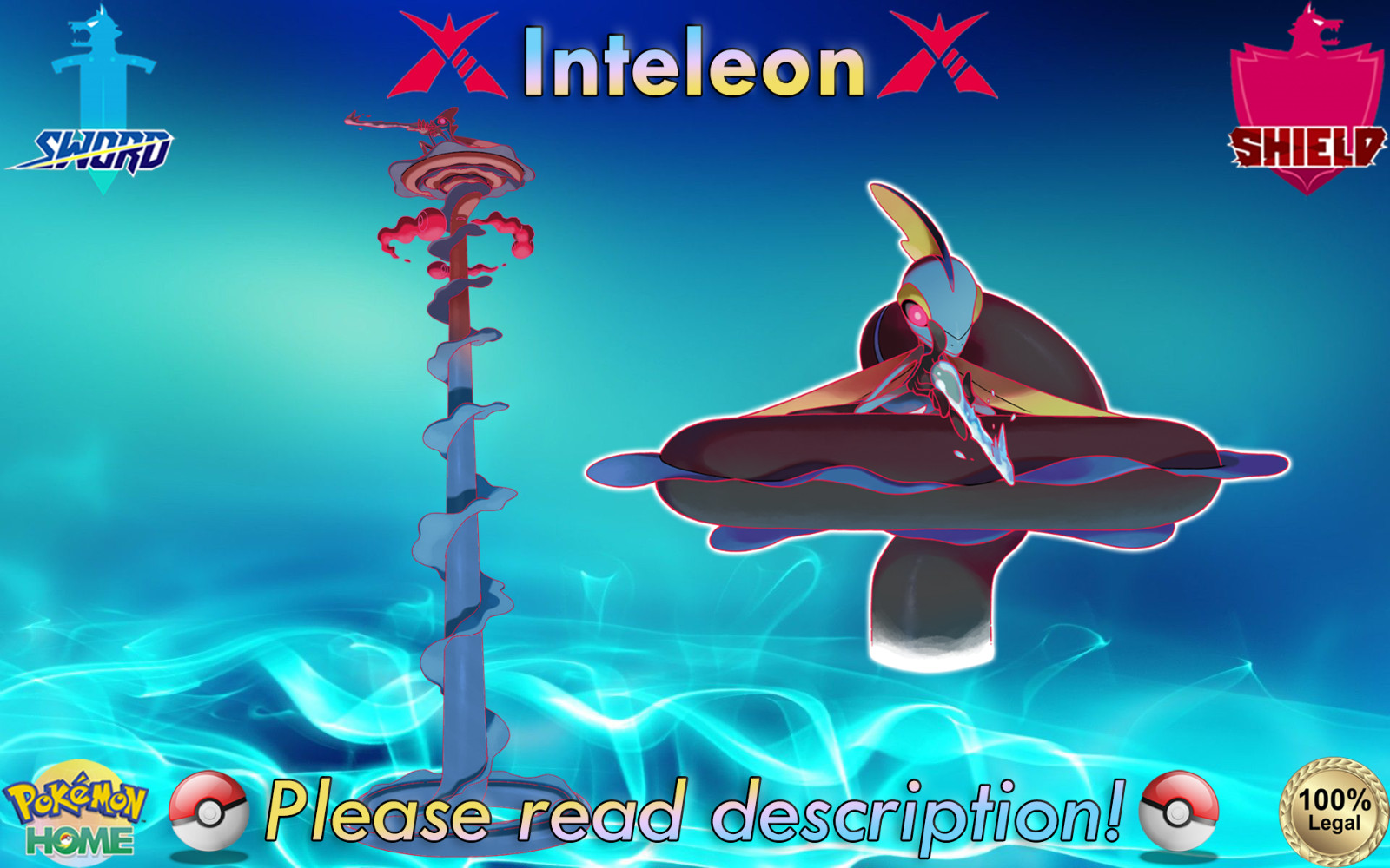 ??Shiny/Non-shiny Inteleon Gigantamax 6IV??Pokémon Sword/Shield HOME (?Legal)