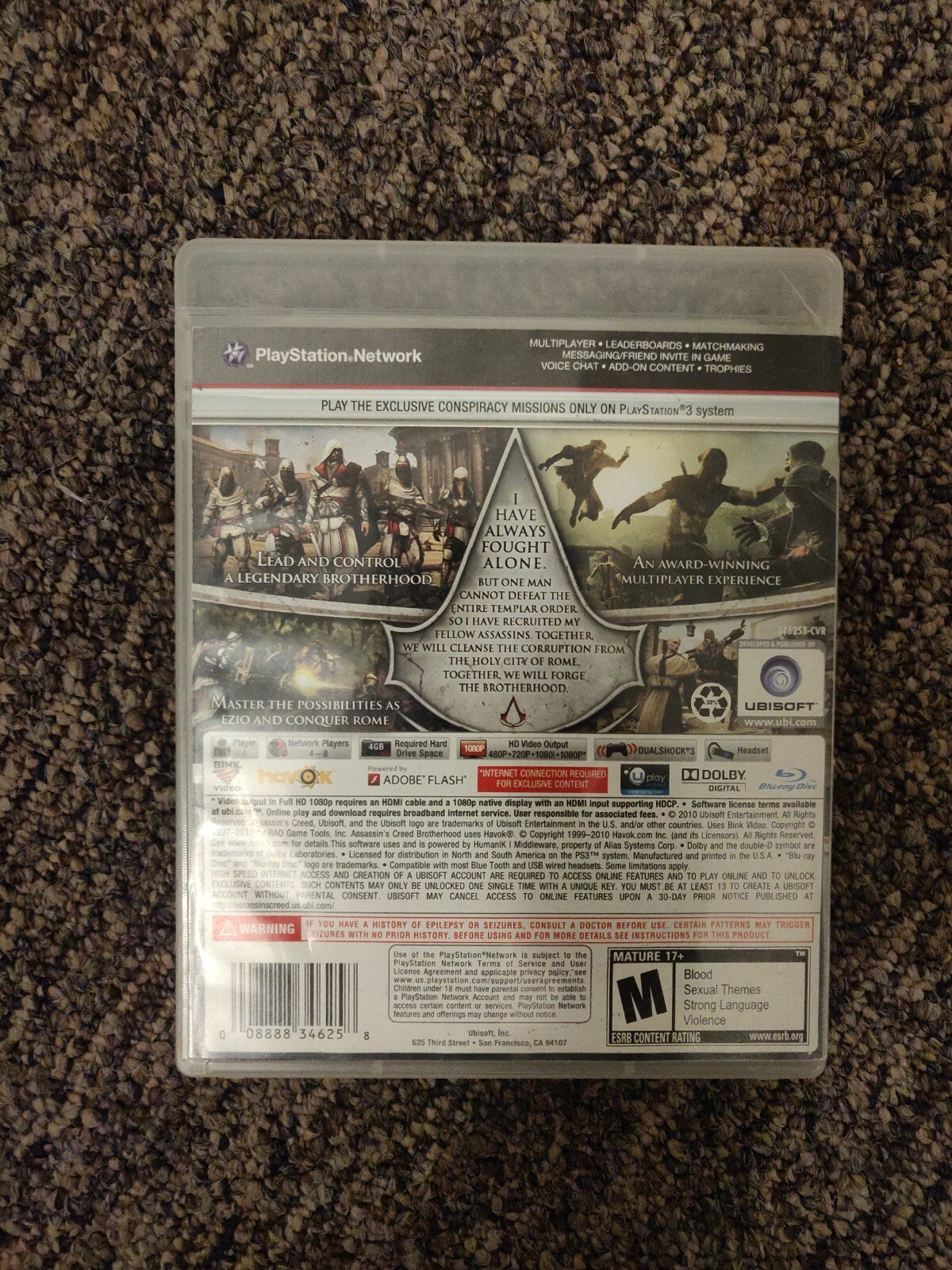 Assassin’s Creed Brotherhood Sony PlayStation 3 PS3 Ubisoft Bink Video