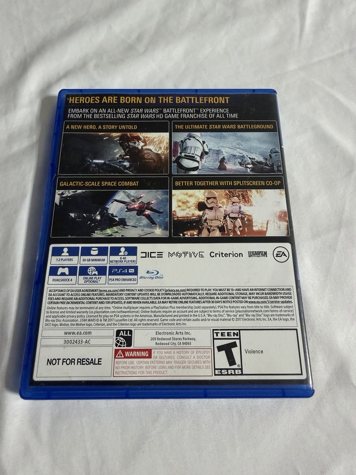 Star Wars Battlefront II Sony PlayStation 4 PS4 T NTSC-U/C 2017 Multiplayer