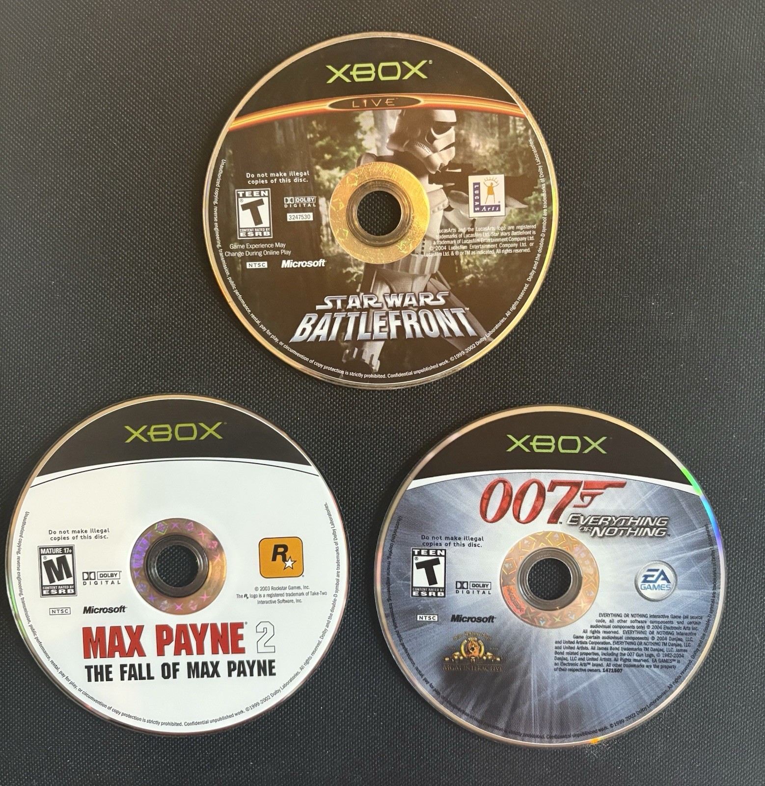 Xbox Games (Star Wars Battlefront, Max Payne 2, 007 Everything Or Nothing)