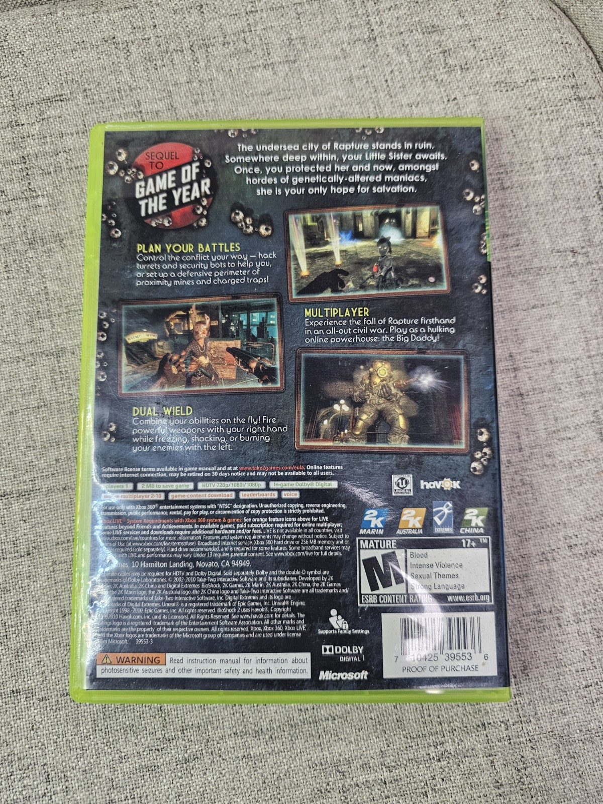 BioShock 2 (Microsoft Xbox 360, 2010) Complete Tested Working – Free Ship