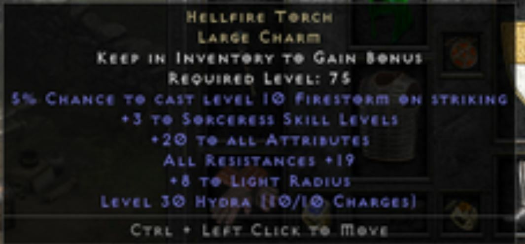 ? Near perf Hellfire Torch Sorceress 20/19 PC – Diablo 2 Resurrected D2R SC NL